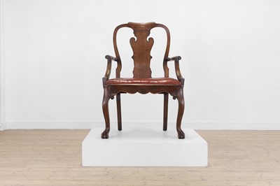 Lot 142 - A large George II-style oak armchair