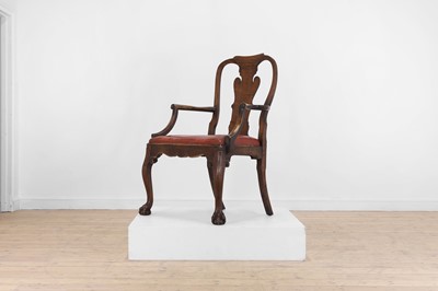 Lot 142 - A large George II-style oak armchair