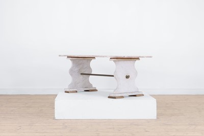 Lot 346 - A marble and brass bench
