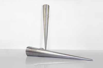 Lot 288 - A pair of French brushed aluminium wall sconces