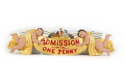 Lot 4 - A fairground carved wooden admission sign by C J Spooner