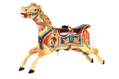 Lot 18 - A large double-seated fairground carousel galloper horse by F Savage & Co.