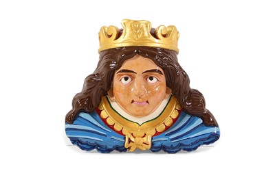 Lot 19 - A carved wooden fairground carousel figural boss by F Savage & Co.