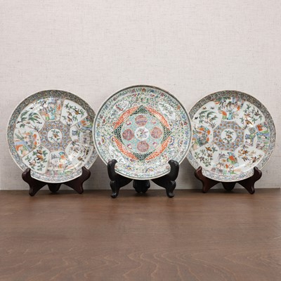 Lot 274 - Three Chinese famille rose plates
