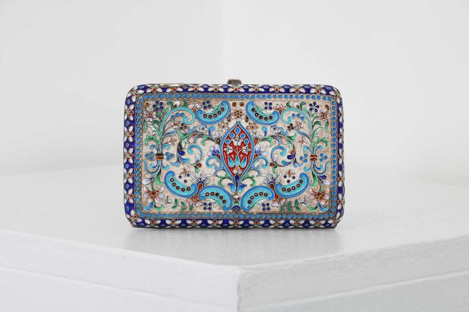 Lot 14 - A silver and cloisonné cigarette case