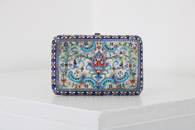Lot 14 - A silver and cloisonné cigarette case