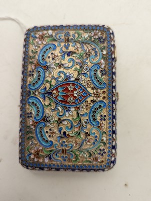 Lot 14 - A silver and cloisonné cigarette case