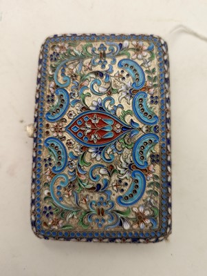 Lot 14 - A silver and cloisonné cigarette case