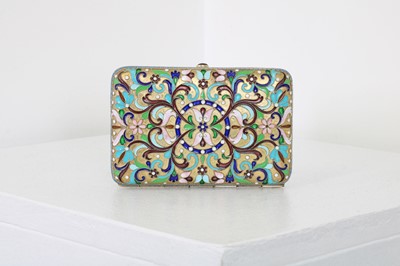 Lot 15 - A silver-gilt and cloisonné cigarette case