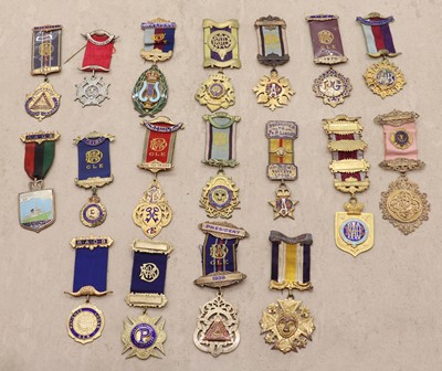 Lot 82 - A group of silver and enamelled Masonic and R.A.O.B medals
