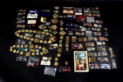 Lot 91 - A large collection of silver plated and enamelled Masonic and R.O.A.B medals