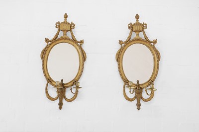 Lot 123 - A pair of Gustavian-style carved giltwood girandoles