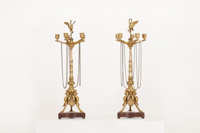 Lot 380 - A pair of Napoleon III Empire-style gilt-bronze and marble candelabra