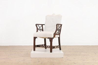 Lot 448 - A George III-style mahogany cockpen elbow chair