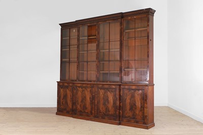 Lot 442 - A flame mahogany library bookcase