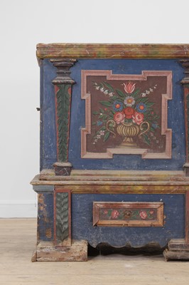 Lot 1 - A painted pine marriage chest