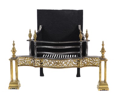 Lot 344 - A brass and iron fire grate