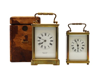 Lot 213 - A brass carriage timepiece