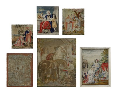 Lot 190A - Six wool needlework pictures