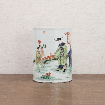Lot 232 - A Chinese famille verte brush pot