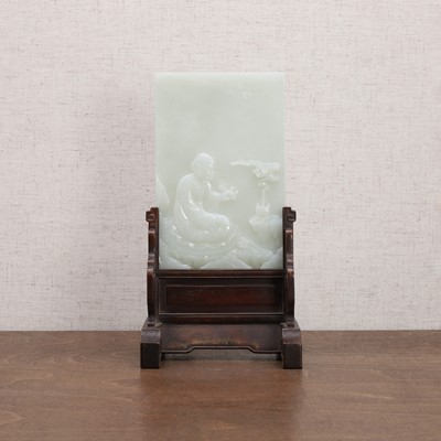 Lot 276 - A Chinese jade table screen
