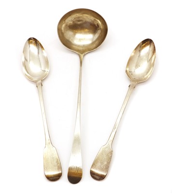 Lot 22 - A George III Scottish Old English pattern silver soup ladle