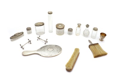 Lot 54 - A collection of silver mounted dressing table items