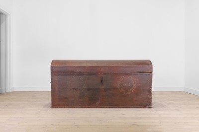 Lot 339 - A large painted pine marriage chest