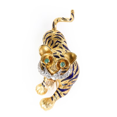 Lot 107 - An 18ct gold, enamel and diamond novelty brooch, by Kutchinsky
