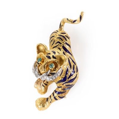 Lot 107 - An 18ct gold, enamel and diamond novelty brooch, by Kutchinsky