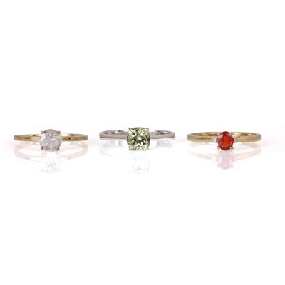 Lot 219 - Three 9ct gold gem set rings