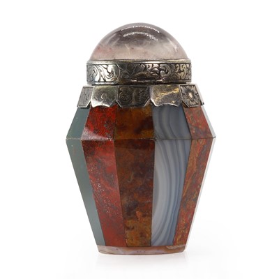 Lot 293 - A Scottish Victorian silver mounted hardstone vinaigrette