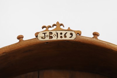 Lot 140 - A set of fruitwood and pine wall-hanging shelves