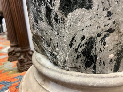 Lot 168 - A white and black grained marble column