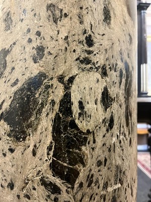 Lot 168 - A white and black grained marble column