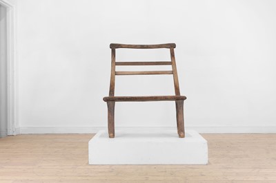 Lot 28 - A primitive elm joined bench