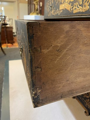 Lot 13 - A black lacquer and gilt-japanned chest on stand