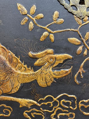 Lot 13 - A black lacquer and gilt-japanned chest on stand