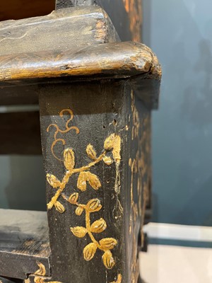 Lot 13 - A black lacquer and gilt-japanned chest on stand