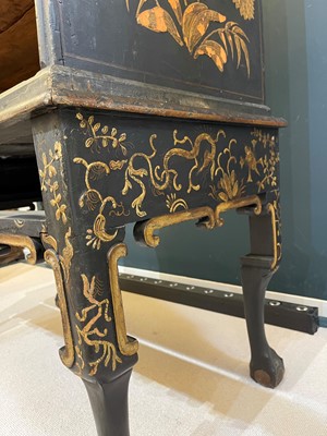 Lot 13 - A black lacquer and gilt-japanned chest on stand