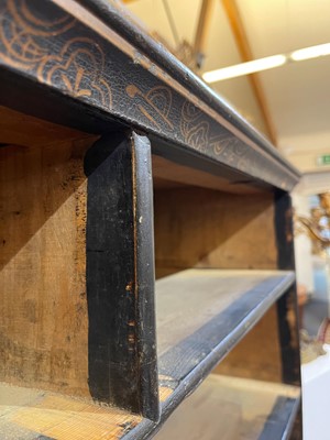 Lot 13 - A black lacquer and gilt-japanned chest on stand
