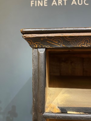 Lot 13 - A black lacquer and gilt-japanned chest on stand