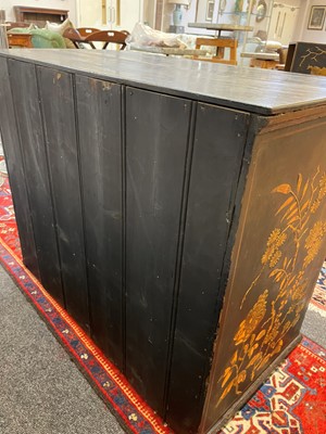 Lot 13 - A black lacquer and gilt-japanned chest on stand