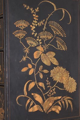 Lot 13 - A black lacquer and gilt-japanned chest on stand