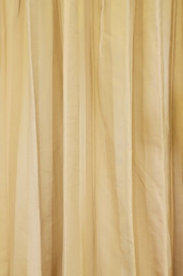 Lot 225 - A pair of pale gold striped silk curtains