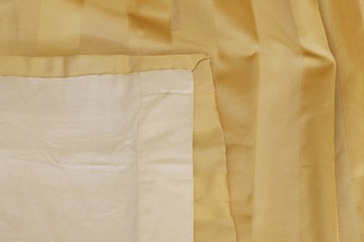 Lot 225 - A pair of pale gold striped silk curtains