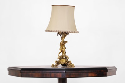 Lot 57 - A Victorian ormolu candlestick table lamp by Elkington & Co.