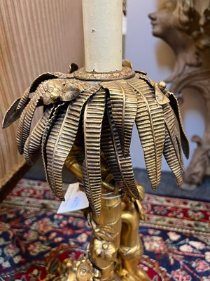 Lot 57 - A Victorian ormolu candlestick table lamp by Elkington & Co.