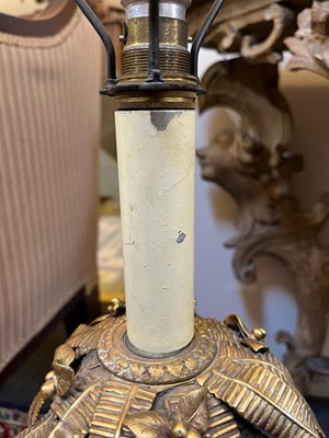 Lot 57 - A Victorian ormolu candlestick table lamp by Elkington & Co.