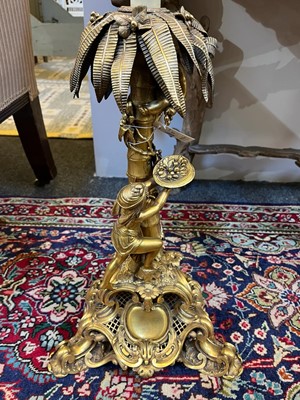 Lot 57 - A Victorian ormolu candlestick table lamp by Elkington & Co.
